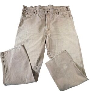 Dickies Carpenter Pants‎ Mens 38x32 Tan Workwear Utility Double Knee Relaxed Fit